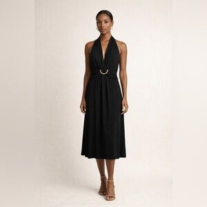 Vintage Halter Midi Dress My Michelle Black Size L Y2K Old Money Luxury